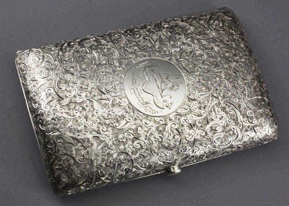 Antique Silver Cigarette Case - Hayes Family Crest